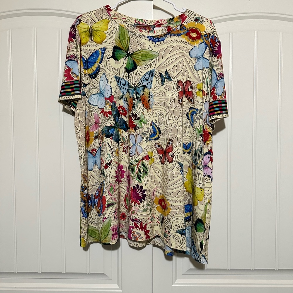 NWOT New $98 Johnny Was Mitchi Favorite Whimsical Butterfly Tee T-Shirt XXL